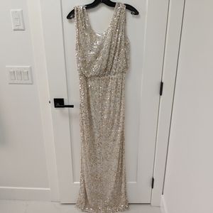 Gold Sequin Floor Length Gown